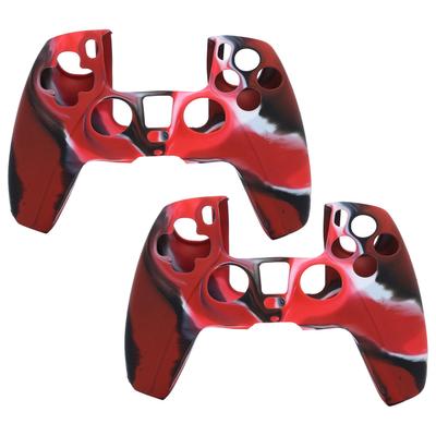 2 Stuks Gamepad Beschermhoes Camouflage Siliconen Hoes Skin voor PS5 Game ControllerCamo Rood