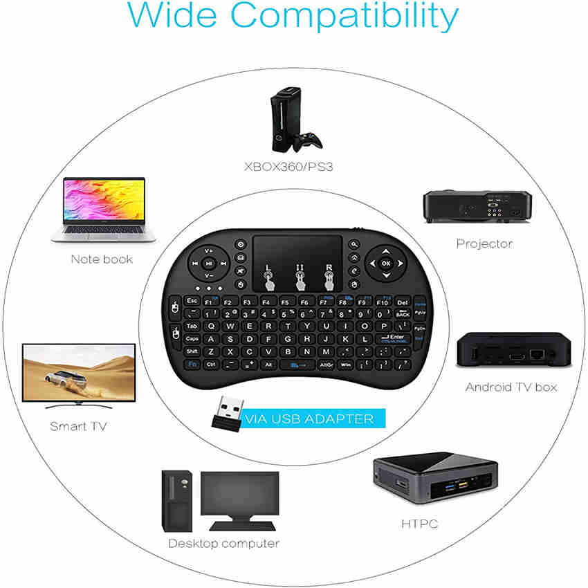 Mini-Funk Tastatur 2,4 GHz Englisch Air Mouse mit Touchpad für Laptop TV Android TV Box