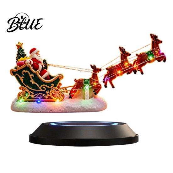 Magic Holiday Decoration Lighted Floating Santa Sleigh Magnetic Levitation Flying Sleigh Ornament with Seasonal Fireplace LED Light Christmas