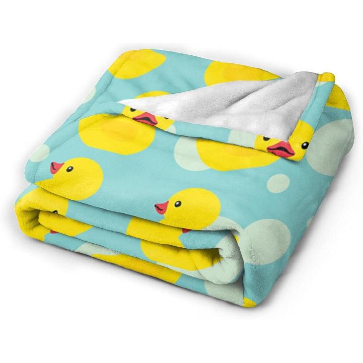 Yellow Cartoon Duck Flannel Fleece Throw Blankets for Bed Sofa Living Room Soft Blanket Warm Throw Blanke