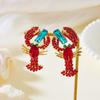 Ocean Series Lobster Earrings Enameled Metal Ear Jewelry Cute Animal Earrings  for Girls Ladies