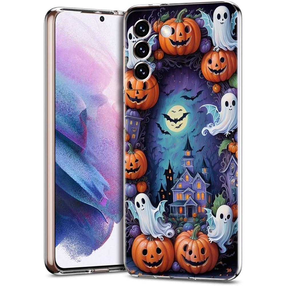 Transparente Handyhülle für Samsung Galaxy S25 S24 S23 S22 S20 S21 FE Ultra S24 S23 S10 S10E Plus Halloween-Stil Muster