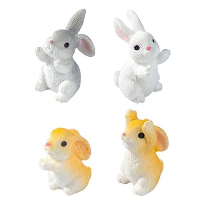 Multicolor Mini Easter Rabbit Figurine Resin Accessories Miniature Knickknacks Easter Egg DIY Cartoon Buuny Statue