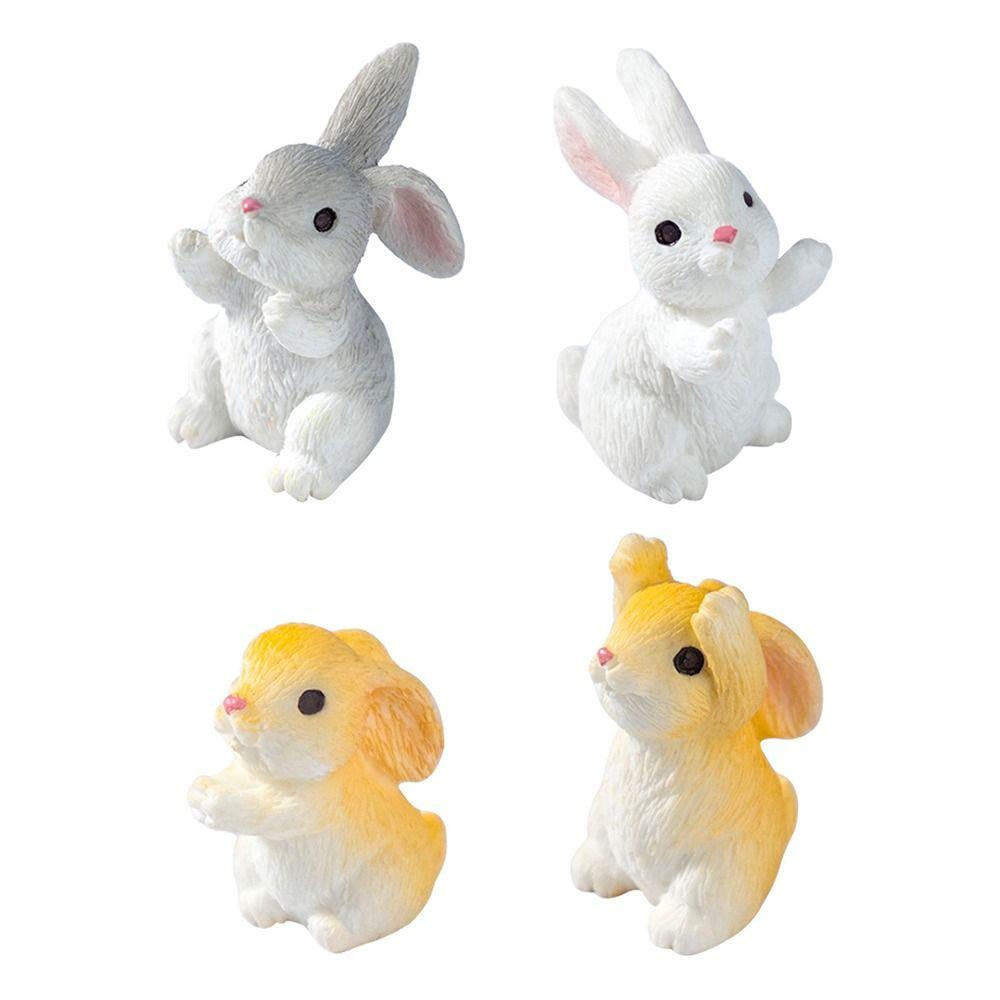 Multicolor Miniature Knickknacks Resin Cartoon Buuny Statue  Bonsai Ornament