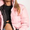 Women's Cotton-Padded Coat Lightweight Solid Color Warm Jacket with Drawstring Hem Stand Collar Zipper Short Padded