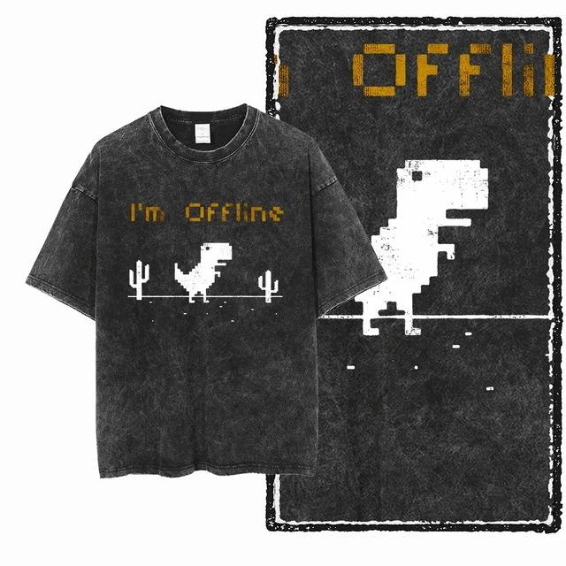 Large Size Game Theme Pickling Graphic T-Shirt Men S Gender Street Cotton Print Dino No Zht Shirt Cool Men S Clothing S
