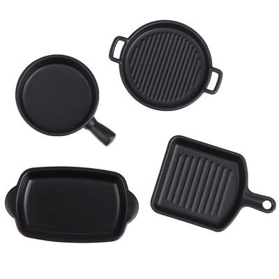 Doll'S House Black Baking Tray Baking Tray Steak Tray Miniature Kitchen Simulation Decoration Model
