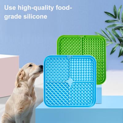 Square Silicone Dog Lick Mat with Suction Cup Anxiety Relief Pet Food Mat Anti-tip Slow Eating Bowl Peanut Butter Licking Mat Enrichment Toy