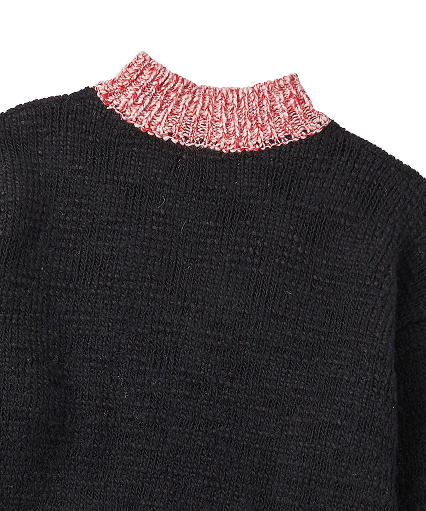 BEYOND CLOSET [Womens Edition] Nomantic Handmade Patch Half-Neck Wool Knit Black