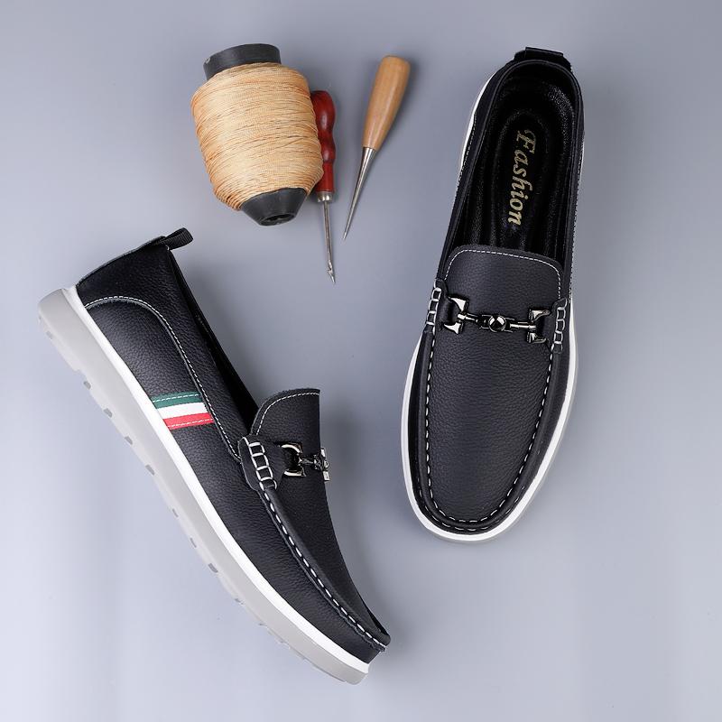 FashionHigh Quality Loafers Men Casual Genuine Leather Shoe Slip On Summer Driving Flats Fashion Trendy Luxury Designer Brand Moccasins
