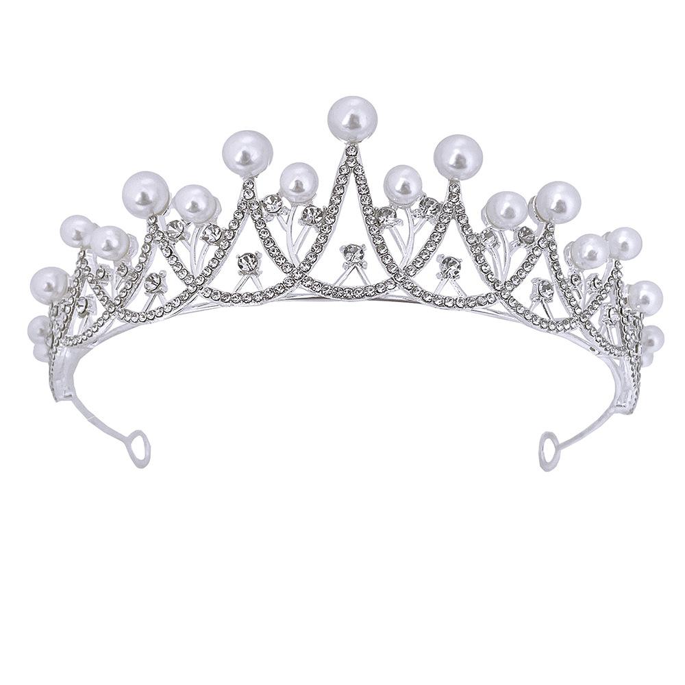 

Корейская свадебная корона из искусственного жемчуга, свадебная тиара, аксессуары для свадебного платья, золотая и серебряная корона в виде ободка, аксессуары для волос