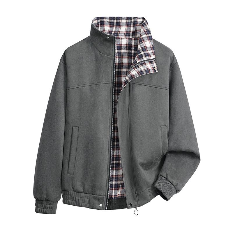 Men's Autumn and Winter Suede Double-sided Checkered American Retro Jacket Versatile Jacket