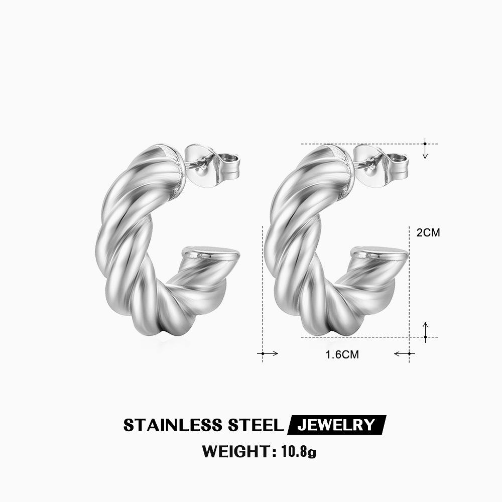 Fashion Stainless Steel Twist C-shaped Women Earrings Simple Geometric Titanium Steel Drop Earring Popular Jewelry Gift