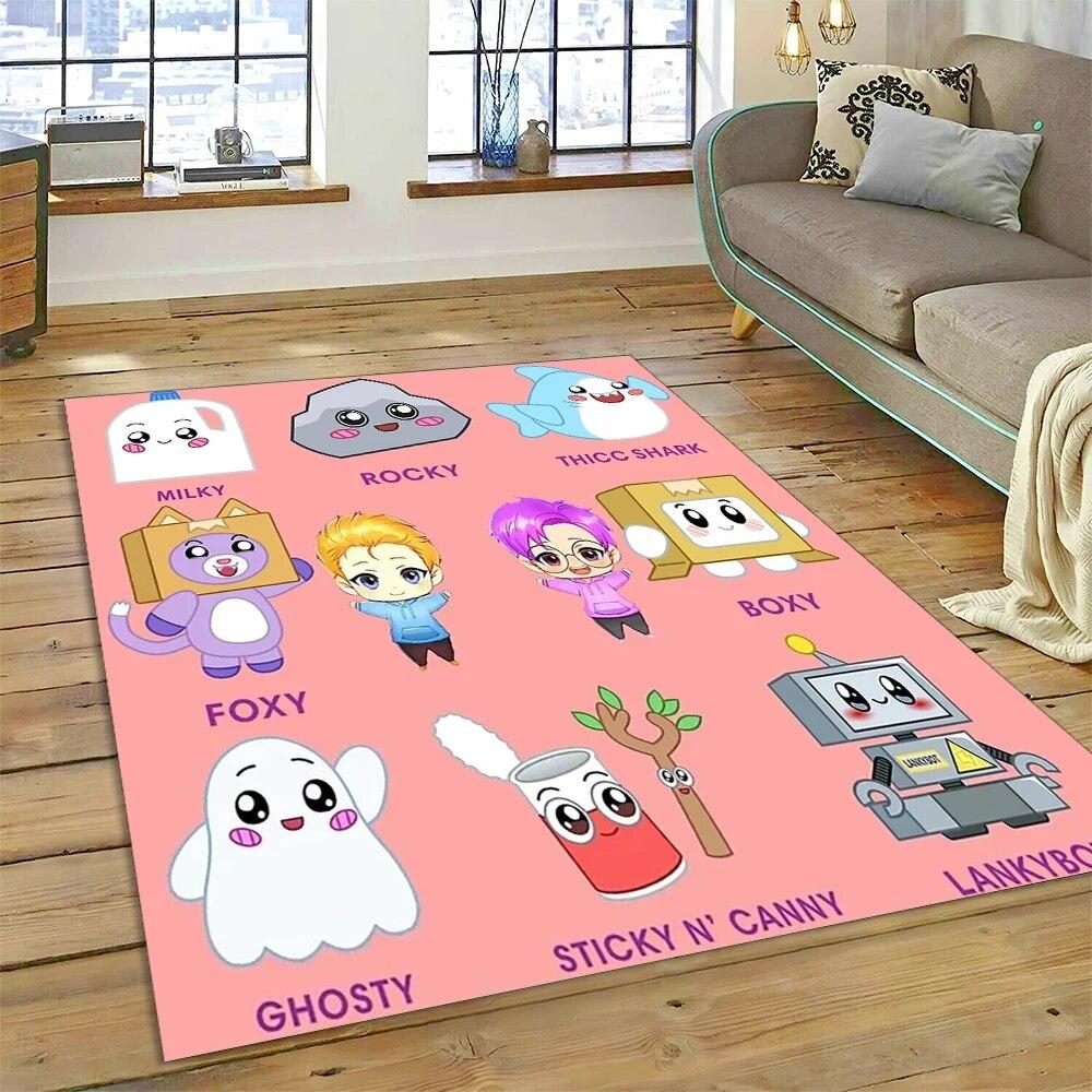 

Cute Lankybox Happy Foxy Boxy and Rocky Area Rug,Carpet for Home Living Room Bedroom Sofa Doormat Decor,kids Non-slip Floor Mat 40x60cm