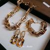 Leopard Print Chain, Earrings, Necklace, Bracelet Set, Fashionable Retro High-end Collarbone Chain.