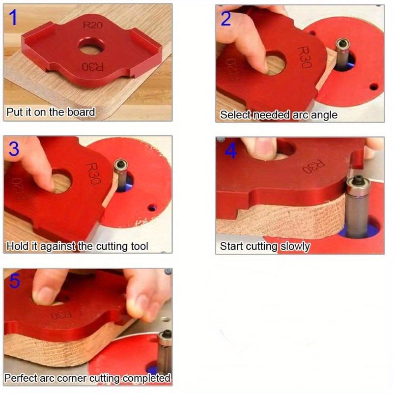 3Pcs Wood Panel Radius R Plate Router Table Bit Corner Jig Trimming Machine Engraving Machine Round Corner Template Kit