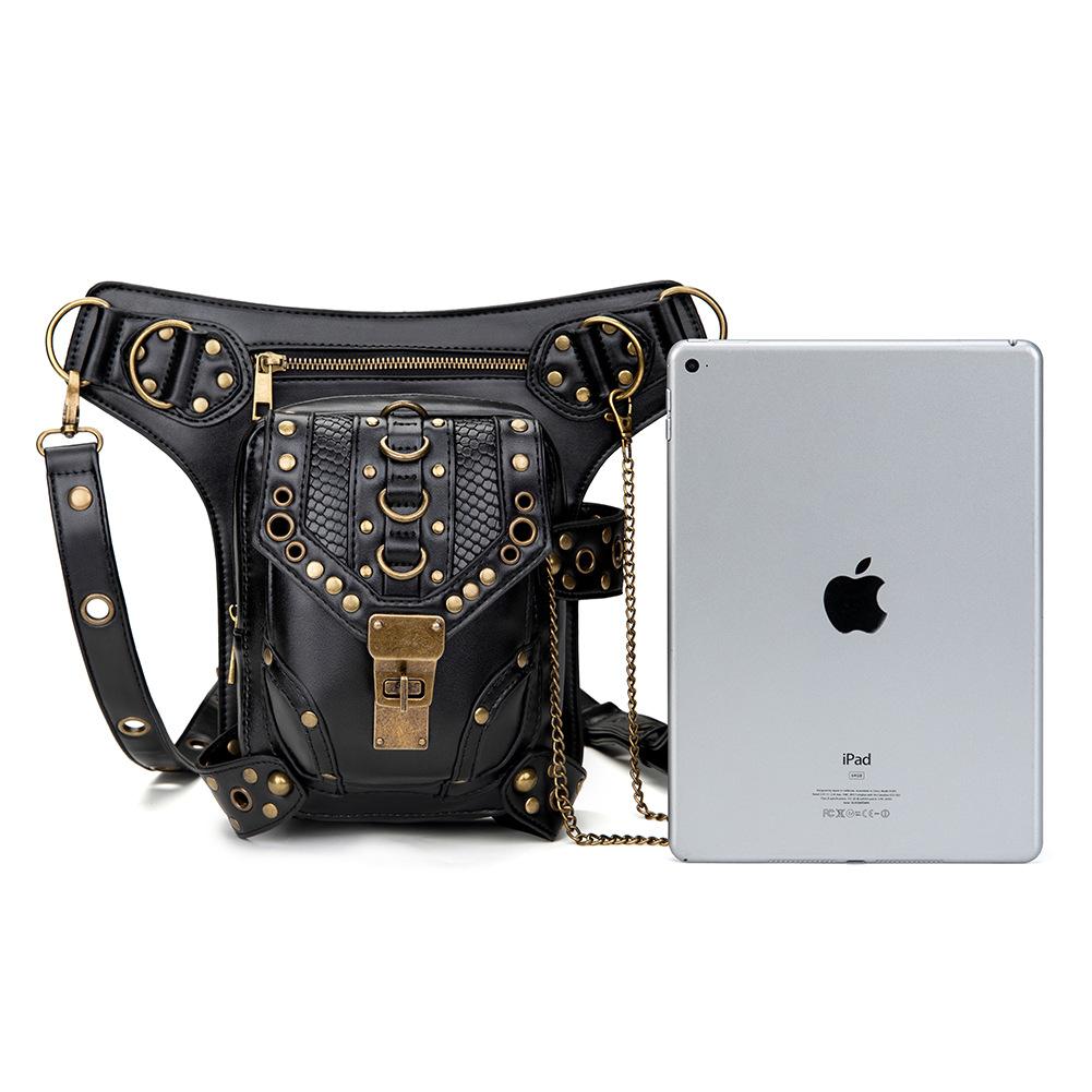 Chain Bag Women's Small Bag Steampunk Retro Motorcycle Bag Women's Shoulder Messenger Bag Women's Waist Bag