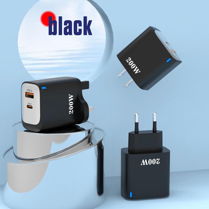 New 200W USB Type C Fast Charge Phone Charger Adapter Quick Charge USB PD EU US UK Plug For Iphone  Samsung