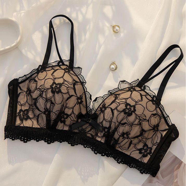 Big Breast Bras Floral Lace Push Up Bras For Women Adjustable Wireless Underwear Female Lingerie Fashion Girls Cute Bras
