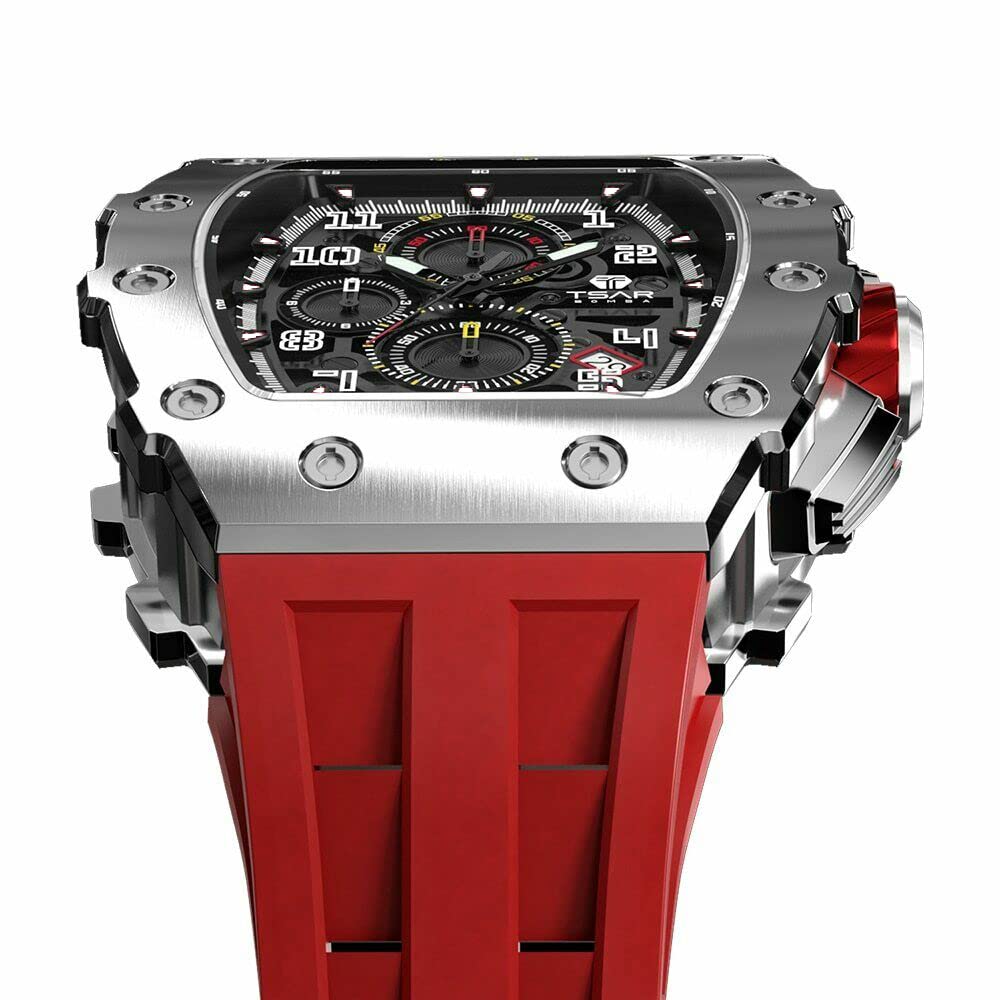 TSAR BOMBA 5 ATM Water Luxurious Tonneau Stainless Steel Watch for Barrel Men's Wristwatch, Resistant, Shape, Business, Sports, Luxury, Fashion,