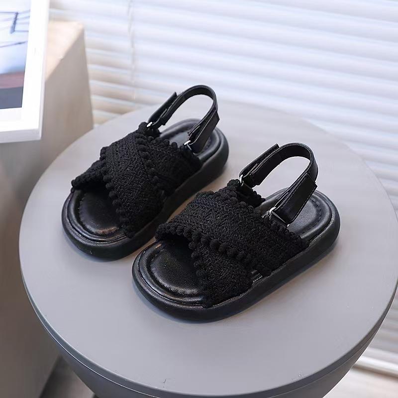 

Сандалии для девочки Повседневные Детские для Для девочки Мягкая подошва Тапочки для девочки Ретро Пляжная обувь Мама Детская обувь Женские тапочки Сандалии 30insole19cm чёрный