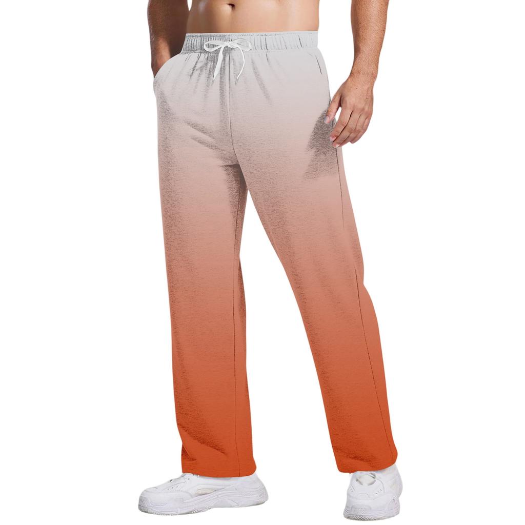 Herren Krawatte, Farbverlauf Freizeithose mit Taschen | Locker gerades Bein, Elastischer Bund mit Kordelzug für den täglichen und lässigen Gebrauch