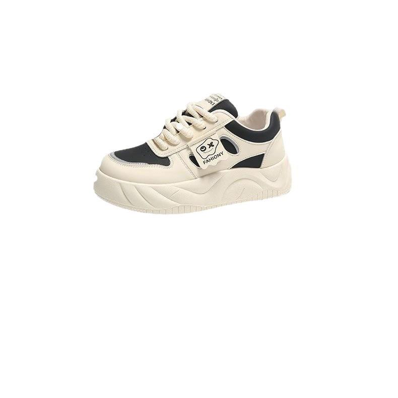 Stepping on shit feels thick baseplate shoes women's 2025 new autumn leather breathable little white shoes light sports student casual shoes