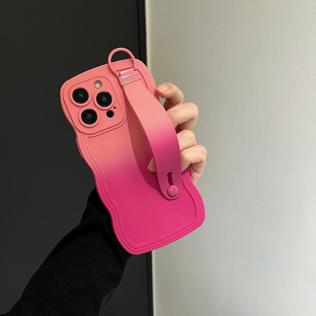 Suitable for Iphone16E Wristband Stand, Apple 15promax Phone Case Gradient Wave 14 Protective Case