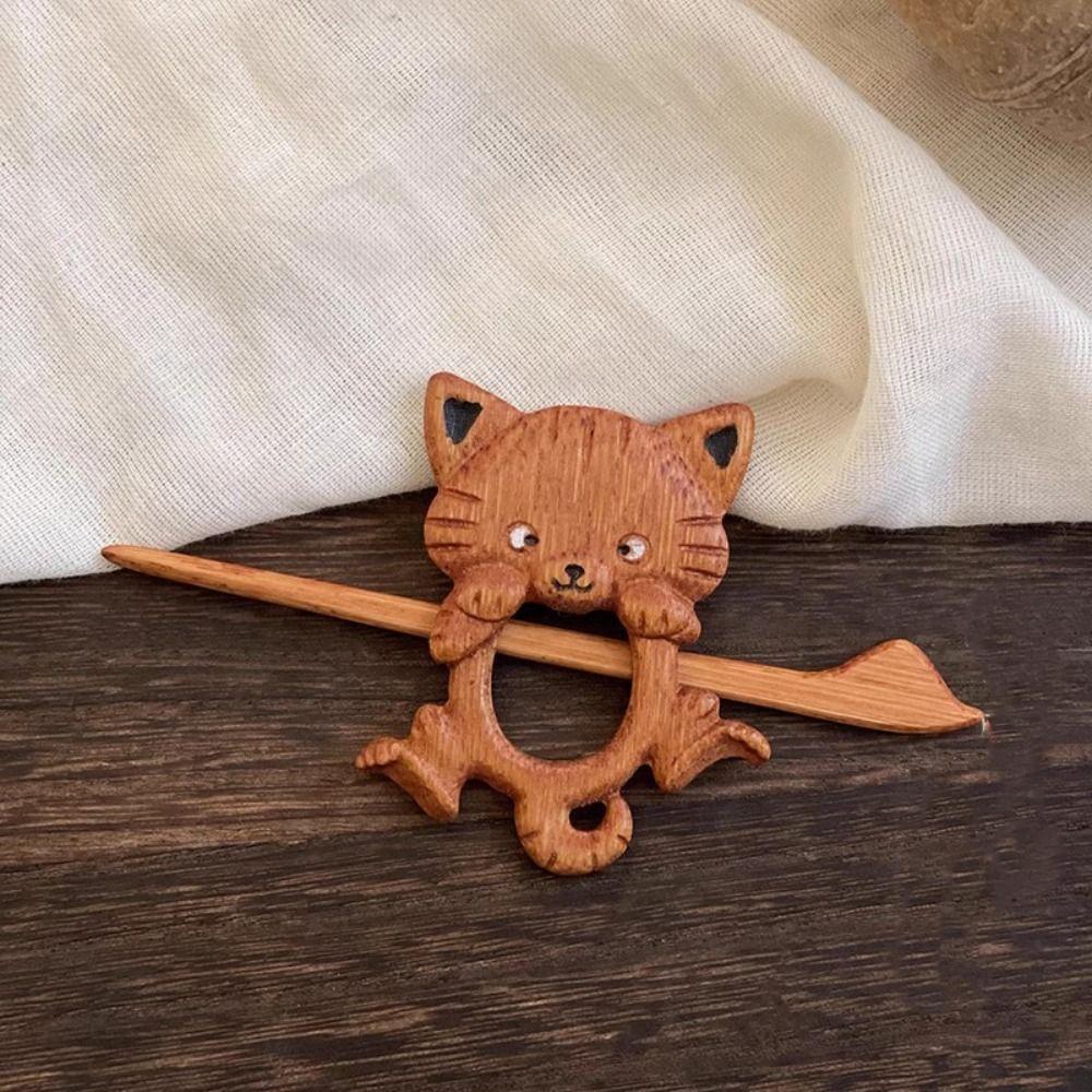 

Puppy Wooden Brooch Cute Kitty Scarf Buckle Fashion Animal Sweater Pin Party Style 2