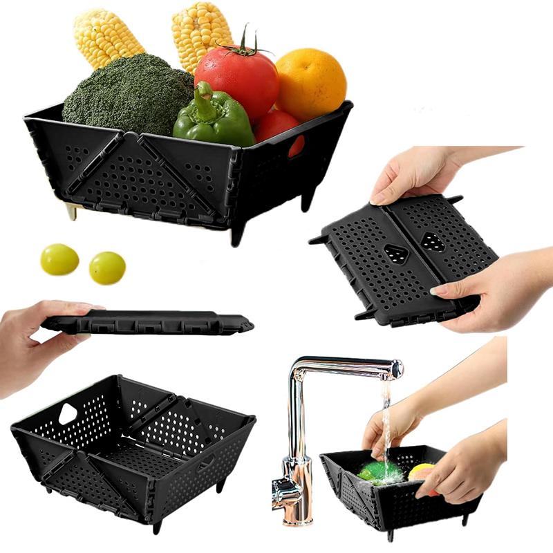 Thickened Collapsible Multifunctional Strainers And Colander For Kitchen, Wash Foldable Storage Drain Basket For Pasta