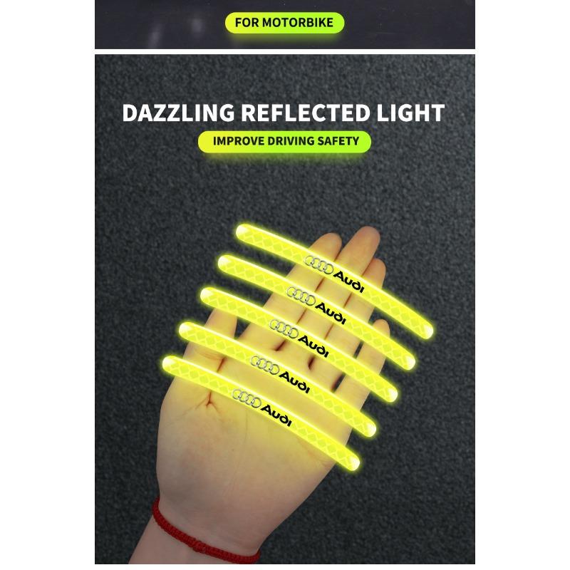 Car Wheel Tire Rim Hub Reflective Luminous Emblem Sticker Car Styling for Audi Q2 Q3 TT RS3 RS4 A3 A4 B5 B6 A3 8P 8V 8L A5 A6 C6 C5 A1 A7 A8