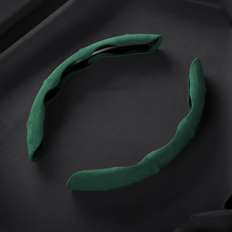 Suede Leather Steering Wheel Cover 38cm Car Steer Wheel Protector Textured Anti Slip Sweatproof Universal Decoration Accessories