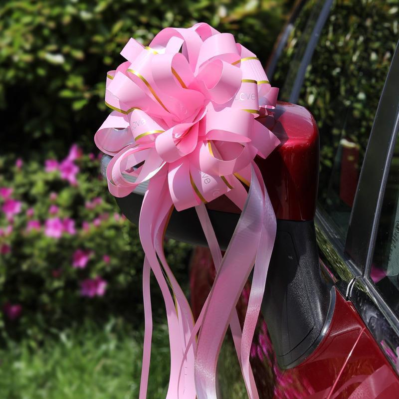 Wedding Car Mirror Pull-Flower Bow and Gift-Packaged Qixi Flower Bouquet