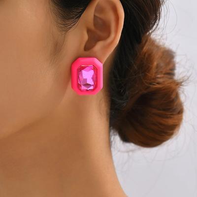 Strass Ohrringe Für Frauen Quadratische Ohrstecker Trend Geometrische Büro Party Geschenk Modeschmuck