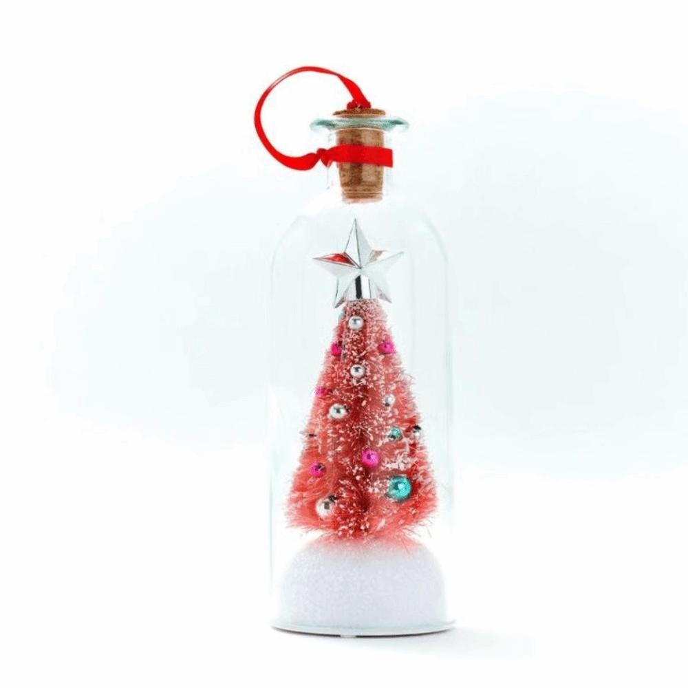 Recordable Christmas Tree Message Bottle Christmas Tree Ornaments Christmas Props Snowy Scene in Nostalgic Bottle розовый