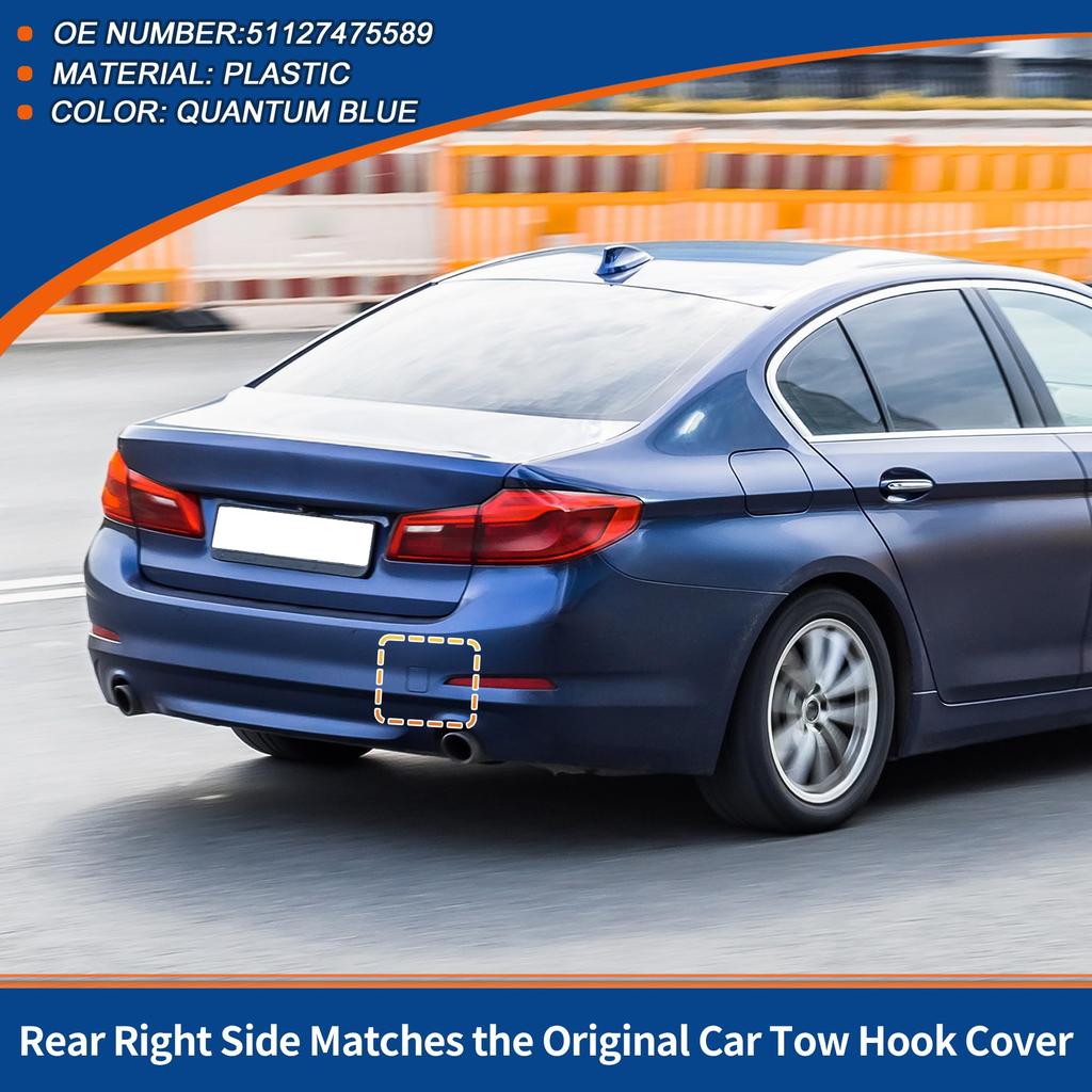 Capac cârlig remorcare ACROPIX Quantum Blue pentru bara de protecție spate dreapta pasager mașină cu 530i 2017 2020 și M5 2018 1 bucată (Compatibil 2020) -