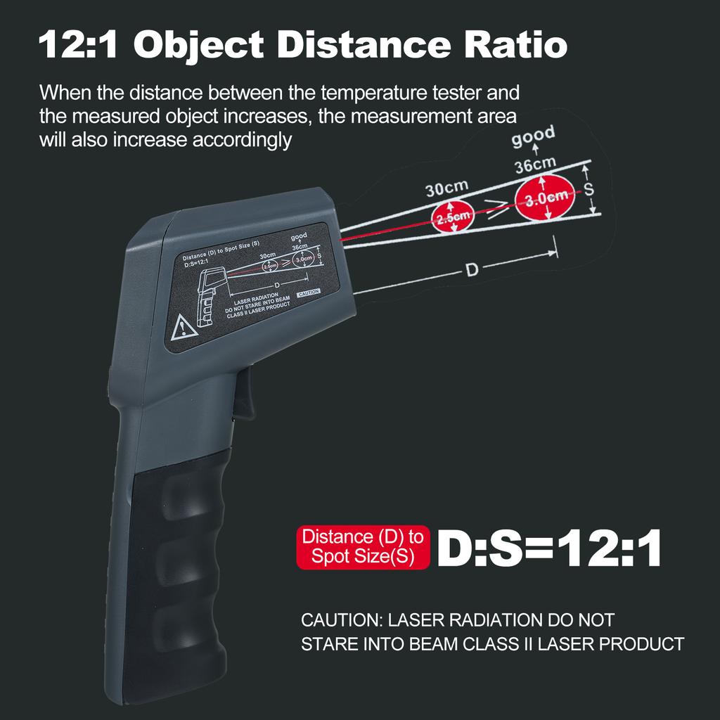 KM380AH 50 celsius ~380 celsius  58 Fahrenheit ~716 Fahrenheit  NonContact Infrared Thermometer IR Thermometer Handheld Digital
