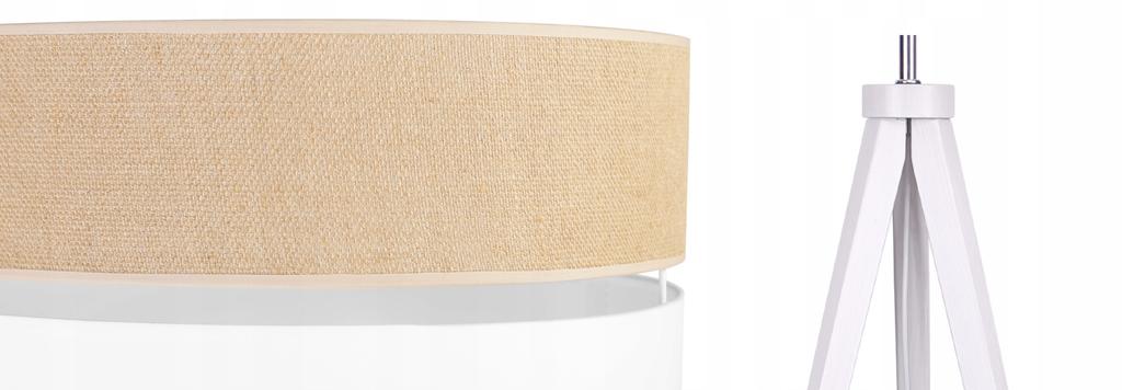 TRIPOD FLOOR LAMP WOODEN LAMPSHADE 45CM WHITE