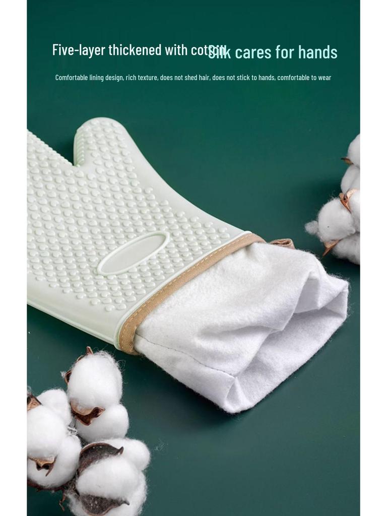 High-Temperature Resistant Silicone Oven Gloves - Non-Slip, Anti-Scald for Baking and Steaming