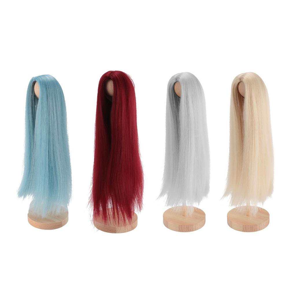 Doll Wig Professional DIY Hand Crafted Soft Heat Resistance Middle Part Long Straight Doll Wig for D
