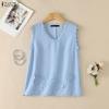 ZANZEA Women Lace Splice V-Neck Casual Sleeveless Tank Tops