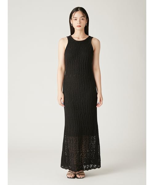 FRAY Mesh Lace Knit Black I.D. Women's Ame-Sli Dress, FWNO252013,