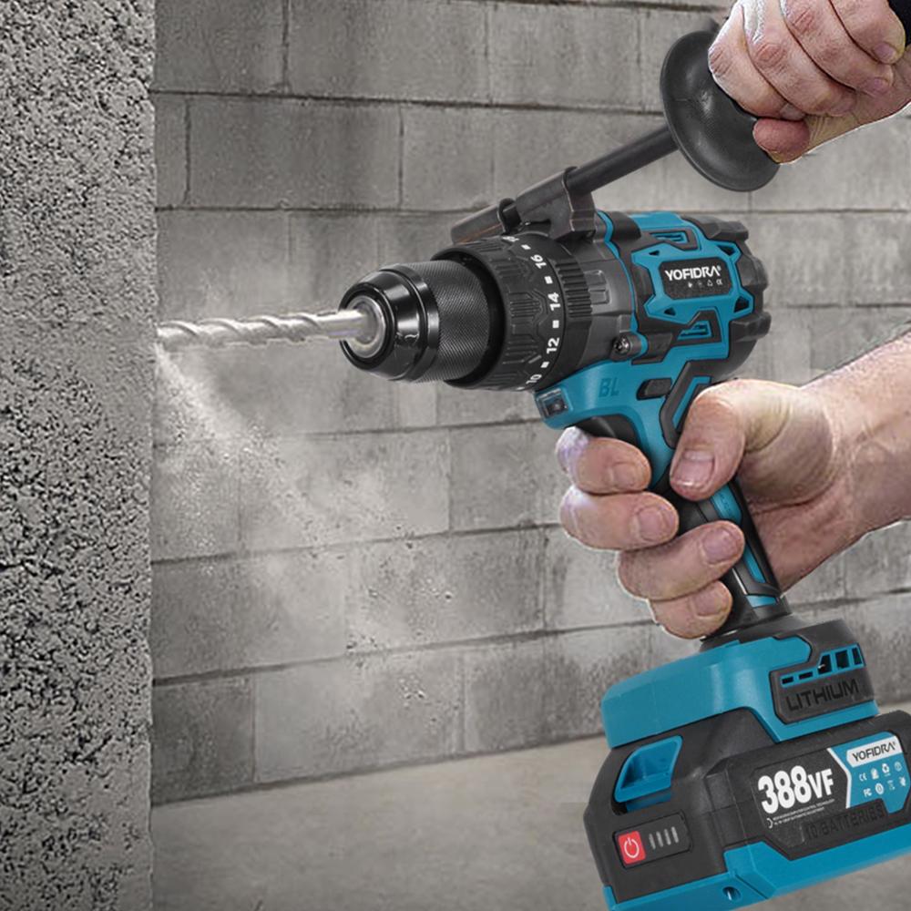 Yofidra 900 Nm 13 mm Bürstenloser Elektrischer Schlagbohrschrauber 20+3 Drehmoment Akku-Schrauber Kraftwerkzeug für Makita 18V Akku-Stift