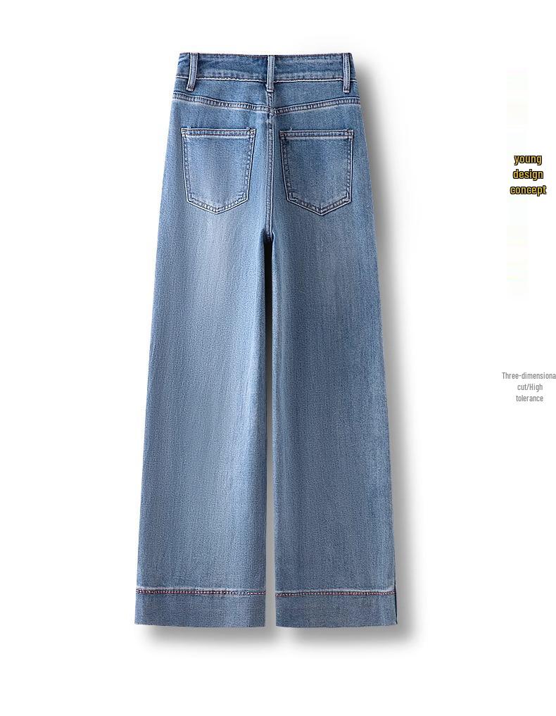2025 Women's High-Waisted Wide-Leg Jeans: Spring/Autumn Drapey Straight-Leg Fashion