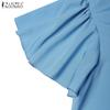 ZANZEA Women Casual V-Neck Ruffles Short Sleeve Loose Blouse
