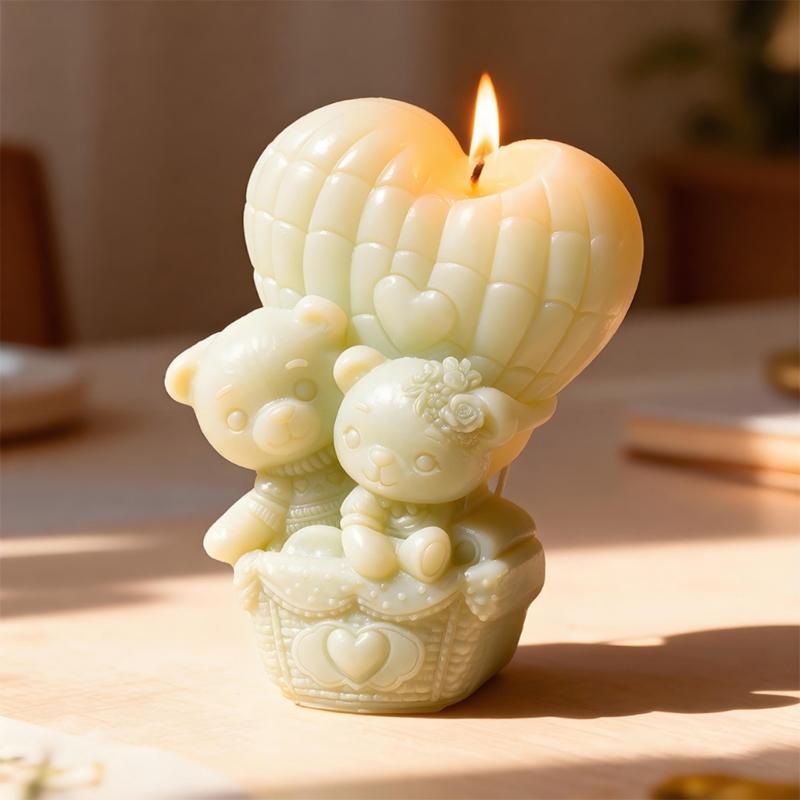 Detailed Balloon Bear Silicone Mould with Carving for Candle and Soap Making Enhances Artistic Value