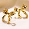 Vintage Metal Bowknot Earrings For Women Sweet Elegant Gold Color Women's Stud Earring Party Beautiful Jewelry Holiday Gifts
