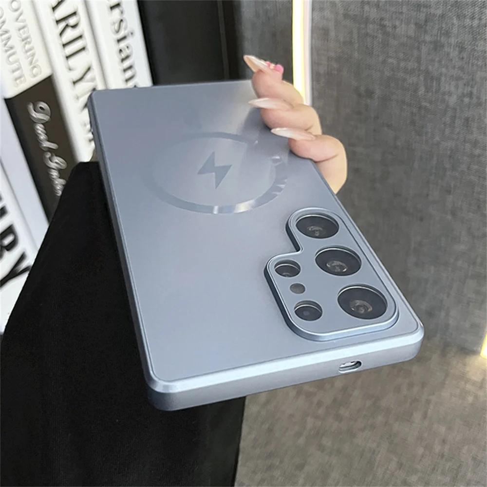 

AG Матовый Замороженный Магнитный Чехол Для Телефона С Поддержкой MagSafe Для Samsung Galaxy S25 S24 S23 Ultra Plus Роскошный Чехол С Защитой Стеклянной Линзы Samsung S25
