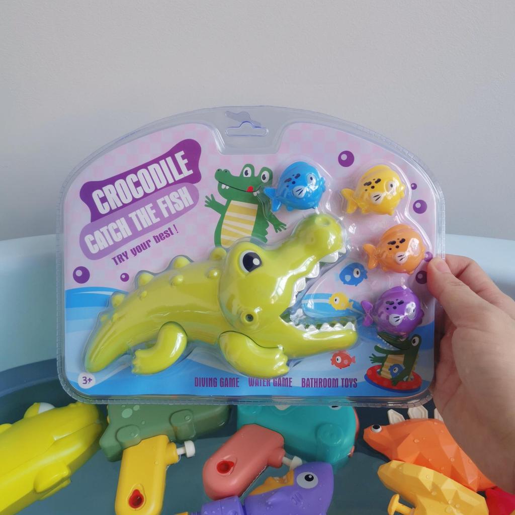 Kids' Bath Toys: Crocodile and Fish Game – Creative, Educational Bathtub Fun