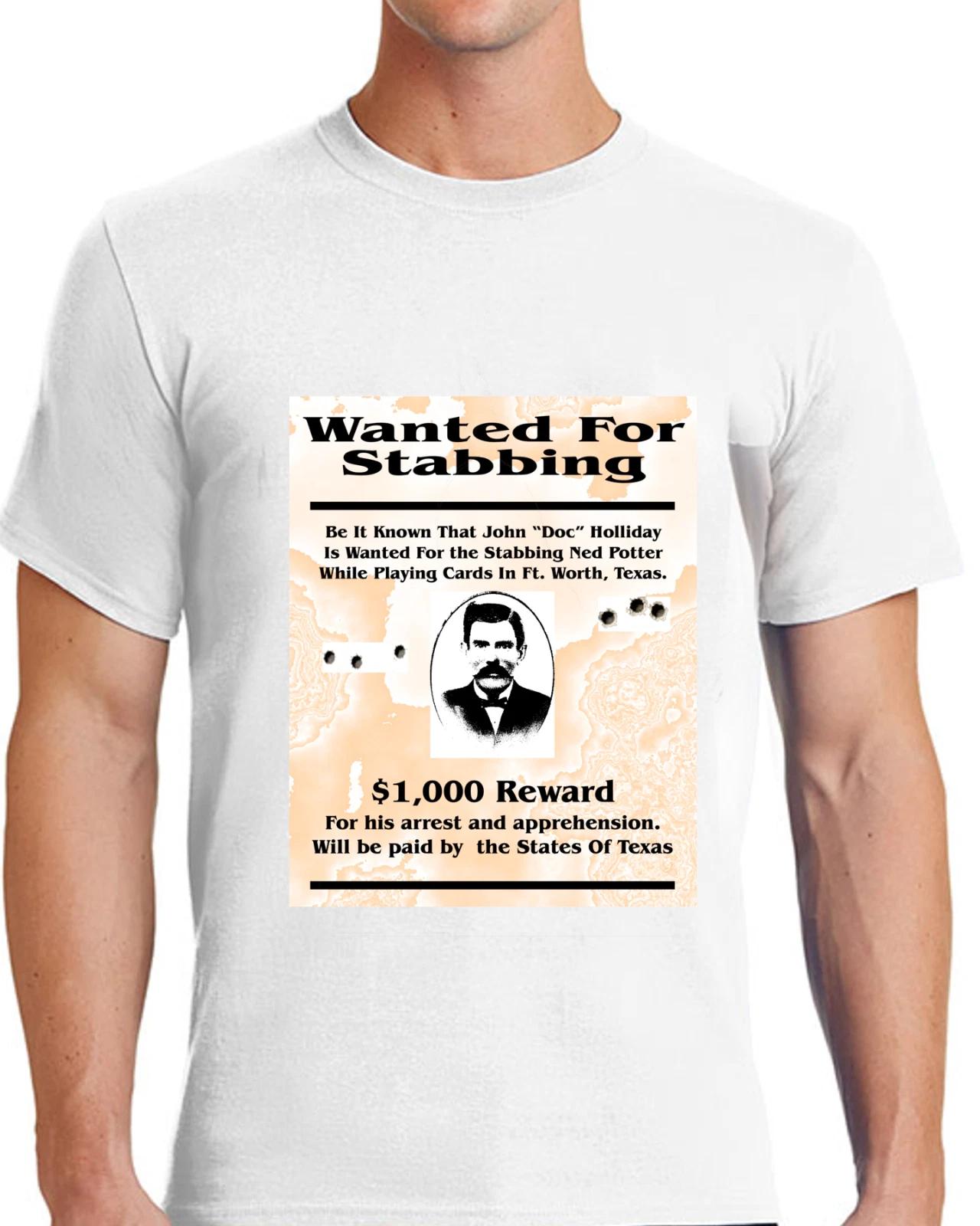 Doc Holliday Reward Poster Wanted T-Shirt for Men Apparel Short Sleeve Clothing S